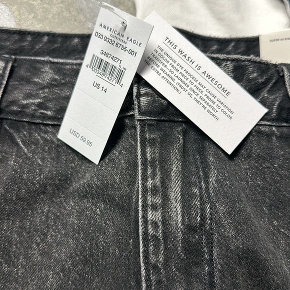 NWT American Eagle denim ruffle skirt size 14 black acid wash - Picture 9 of 9